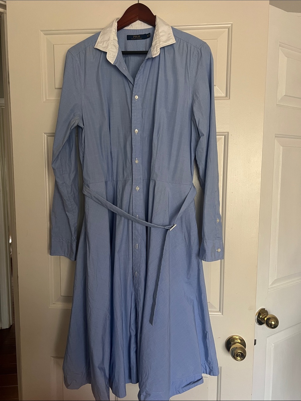 Polo by Ralph Lauren Light Blue Shirt Dress with White Collar